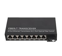 Transceptor de Fibra óptica Tx1310nm Rx1550nm, Conmutador de Fibra óptica Ethernet Monomodo, 100 Mbps, Compatible con Tramas Gigantes de 9 KB, 1 Puerto óptico, 8 Puertos