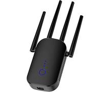 Transceptor de señal de WiFi Home Wireless Extender 1200 M Dispositivo de relé de Doble frecuencia 4 × 2dbi Antena Externa de Alto Rendimiento Enrutador de Internet Inteligente,Negro