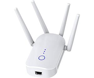 Transceptor de señal de WiFi Home Wireless Extender 1200 M Dispositivo de relé de Doble frecuencia 4 × 2dbi Antena Externa de Alto Rendimiento Enrutador de Internet Inteligente,Blanco