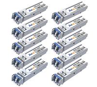 Transceptor dúplex LC de modo único de 1,25 Gigabit, módulo SFP de fibra dual 1000Base-LX, SMF de 1310 nm, hasta 10 km, DDM, compatible con Cisco, Ubiquiti, Mikrotik, Netgear, Dlink, Linksys y más (1000M, x10)