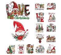 Transferencias de Navidad - Papel de 15 piezas pequeñas grandes | Pegatinas de Papá Noel para planchar en camisetas de transferencia de calor | Decoración fácil de vacaciones para bolsas de ropa y