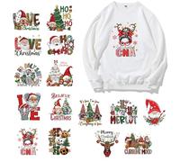 Transferencias térmicas - Camiseta de 15 piezas | Papel adhesivo - Patrones de Navidad Papá Noel Muñeco de nieve Ciervo Árbol Calavera Ideal para personalizar servilletas o regalos festivos