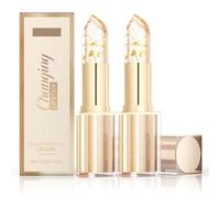 Transferproof Color Changing Lipstick, Transparente Transferproof Gold Crystal Color Changing Lip Stick, 24H Long-Lasting Hydration & Glossy Shine (2 Pcs)