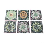 Transforma tu espacio con 24 pegatinas de azulejos de PVC de mandala verde para decoración del hogar (10 cm)