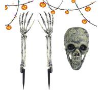 Transforma tu jardín con esqueleto realista que emergen del suelo, decoraciones de calaveras de Halloween espeluznantes, casa embrujada al aire libre y accesorios de escape, cabeza de brujo antiguo