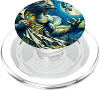 Transformación de hombre lobo, noche estrellada de Van Gogh, Halloween PopSockets PopGrip para MagSafe