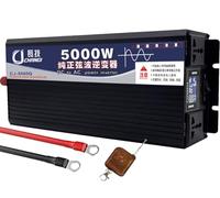 Transformador de Corriente DC 12V/24V/48V/60V/72V a 110V/220V 230V AC Convertidor 3500W 5000W 6000W 8000W 10000W 12000W 16000W Inversor Onda Sinusoidal Pura con Control Remoto(5000W,24Vto110V)