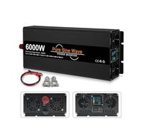 Transformador Inversor Solar 4000 W 5000 W 6000 W con Doble Enchufe Europeo Convertidor Voltaje CC 12 V 24 V 48 V A CA 220 V Inversor Onda Sinusoidal Pura(12V,220V 60Hz,6000W (Rated 3000W))
