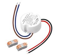 Transformador LED impermeable 12 V 12 W 1 A para interior y exterior, diseño redondo compacto Ø48 mm IP67 con doble conectores, para cintas LED, focos e iluminación decorativa en terrazas y jardines