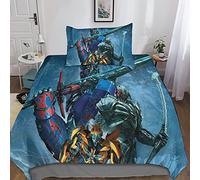 Transformers 2 Piezas 3D Marvel Optimus Prime Bumblebee Juegos De Cama De Juego De Edredón De Microfibra Cama De Polialgodón Cremallera Oculta para Niños Y NiñasSingle(135x200cm)