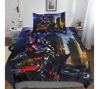 Transformers 2 Piezas Cama para Marvel Optimus Prime Bumblebee Juego De Funda De Edredón De Microfibra Impresa En 3D para Niños Y Niñas Cremallera Oculta Single(135x200cm)