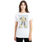 Transformers Camiseta para Mujer Transformers Generations Autobot More Than Meets The Eye Bumblebee, Camiseta Blanca, Blanco, XL