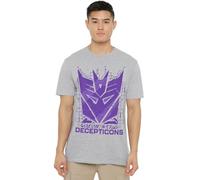Transformers Camiseta Unisex Unisex con Logotipo de Transformers Generations Decepticon Tech Icon, Camiseta atlética Jaspeada, Gris, 3XL