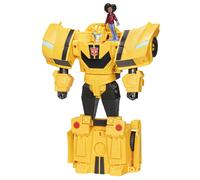 Transformers Figuras EarthSpark - Figura Cambiador de Giro Bumblebee de 20 cm con Figura de Mo Malto de 5 cm - A Partir de 6 años