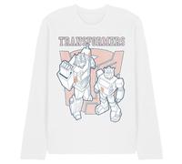 Transformers Generations Collegiate Bumblebee and Optimus - Camiseta Unisex de Manga Larga, Color Blanco, Talla M
