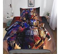 Transformers Niño Los Adolescentes Funda Nórdica Y Funda De Almohada 3D Ropa De Cama Juego De Marvel Optimus Prime Bumblebee Funda Nórdica Impresa con Cremaller Single(135x200cm)