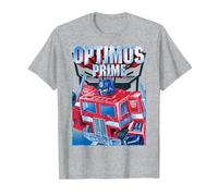 Transformers Optimus Prime Portrait Camiseta, Hombre, Gris Jaspeado, 4XL