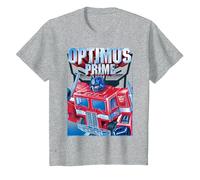 Transformers Optimus Prime Portrait Camiseta, Niños, Gris Jaspeado, 12 años