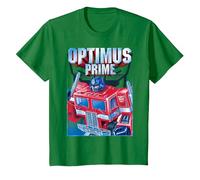 Transformers Optimus Prime Portrait Camiseta, Niños, Verde Kelly, 3 años