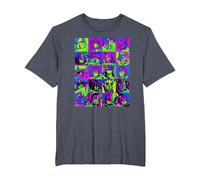 Transformers Transformer Squares Neon Camiseta, Hombre Tallas Grandes, Azul Jaspeado, 4X Alto