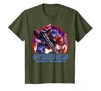 Transformers: War For Cybertron Optimus Prime Leader Camiseta, Niños, Verde Oliva, 8 años