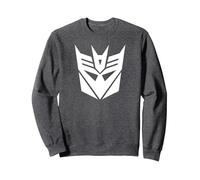 Transformers White Decepticon Sigil Sudadera, Unisex para Adultos, Jaspeado Oscuro, L