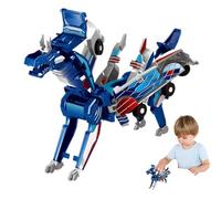 Transforming Car Wing Dinosaurio Toy, 2 en 1 vehículo Jurassic Creature Model, Automatic Shape-Shifting Action, LED Light Sound Feature, Fun Gift for Boys Ages 3-5, Indoor Play Entertainment