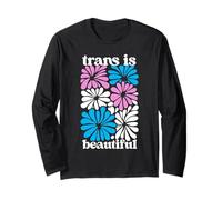 Transgender Floral Retro Flowers Trans Pride Colors Boho Manga Larga