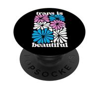 Transgender Floral Retro Flowers Trans Pride Colors Boho PopSockets PopGrip Adhesivo