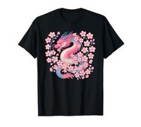 Transgender Japanese Dragon Trans Pride Flag Colors Floral Camiseta