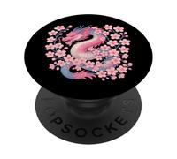 Transgender Japanese Dragon Trans Pride Flag Colors Floral PopSockets PopGrip Adhesivo
