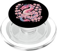 Transgender Japanese Dragon Trans Pride Flag Colors Floral PopSockets PopGrip para MagSafe