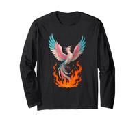 Transgender Phoenix Bird Trans Pride Flag Rising from Ashes Manga Larga