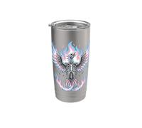 Transgender Phoenix Halloween Trans Flag Rising From Ashes Vaso térmico de acero inoxidable de doble pared