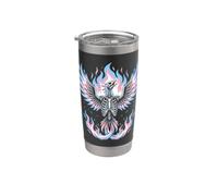 Transgender Phoenix Halloween Trans Flag Rising From Ashes Vaso térmico de acero inoxidable de doble pared