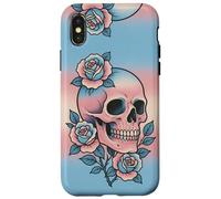 Transgender Skull Trans Pride Colors Roses Floral Vintage Carcasa para iPhone X/XS
