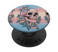 Transgender Skull Trans Pride Colors Roses Floral Vintage PopSockets PopGrip Adhesivo