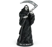 TRANSGOOD Santa Muerte Santo de la Santa Muerte sosteniendo guadaña de pie, Estatua Religiosa de la Parca 7.7 Pulgadas