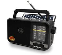 Transistor Radio Portatil con Panel Solar y Batería de 1200 mAh, Receptor Am/FM/SW con Altavoz de 8W/TWS/USB/Tarjeta TF, Radio Solar Pequeña Ideal para Camping, Emergencia y Exteriores (Gris)