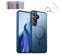 Translucent Matte Back Shockproof Phone Cover,Drop Proof Heavy Duty Tough Rugged Shockproof,Compatible with MagSafe,For Samsung Galaxy S25/S24/S23Ultra Plus (For Galaxy S23,Dark Blue)