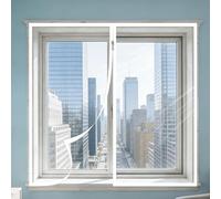 Translucido Kit de Aislamiento para Ventanas 111 x 130 cm Autoadhesivo Laminas Térmico Autoadhesivo Fácil de Abrir para Ventilación para Bano Cristales Cocina, Blanco