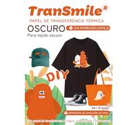 TRANSMILE-Papel de transferencia térmica, transfer paper para tela oscura(10 hojas, A4), patrón personalizado, fácil de operar,perfecto para fiestas.ES-smile-3-1.0-10
