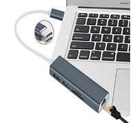 Transmisión de datos de alta velocidad de 5 Gbps USB3.0 hacia abajo compatible con USB2.0 TYPE-C3 a USB*2+SD*1+TF*1+Tarjeta de red Adaptador USB Expansión Dock Hub Splitter USB3.0 Tecnología Soporta