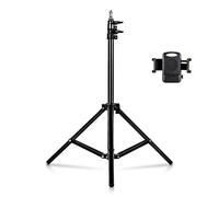 Transmisión en Vivo Piso Trípode, Koukou 160 cm Aluminio Portátil Ligero Ajustable Retráctil Viajar Araña con Soporte para teléfono para Smartphone, Cámara, Anillo de luz led