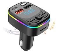 Transmisor de Coche - Transmisor Receptor para Coche con Reproductor MP3 5.0 para Coche, Cargador de Coche USB C, Adaptador de música de Radio de Coche Multifuncional Compatible con Llamadas con Mano