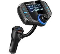 Transmisor de FM con Bluetooth, inalámbrico, manos libres, para el coche, con pantalla de 1,7 pulgadas, QC3.0, dos puertos USB 2.4A, entrada/salida AUX, tarjeta TF, reproductor de MP3