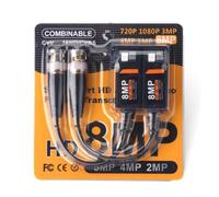 Transmisor de video de par trenzado HD de 8 MP para transmisión Balun CVI/AHD/TVI/CVBS, extensor de señal de cámara CCTV pasiva sobre Cat5e/Cat6, paquete de 2