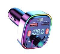 Transmisor FM Bluetooth 5.0 para Coche [PD20W+QC3.0], Adaptador Manos Libres Auto, Cargador USB Tipo C 5V/4.8A & 1A, Reproductor MP3, Soporte Tarjeta TF y USB, Pantalla LED Compatible con iOS Android