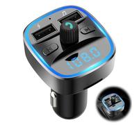 Transmisor FM Bluetooth Coche 5.0, Adaptador Inalámbrico Manos Libres para Coche con Dual USB 5 V/2,4 A 1A, Aparato Reproductor MP3, Soporte Unidad Tarjeta SD/Flash USB