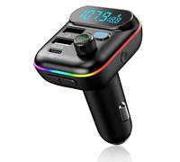 Transmisor FM Bluetooth Coche 5.0, Adaptador Radio Bluetooth Carga Rápida 2 USB 20W PD Tipo C+ 18W QC3.0, LED Pantalla, Manos Libres Reproductor Música, Soporte U Disk, Tarjeta TF